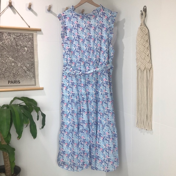 Talbots Sleeveless Floral Ruffle Tiered Midi Dress - Picture 6 of 10